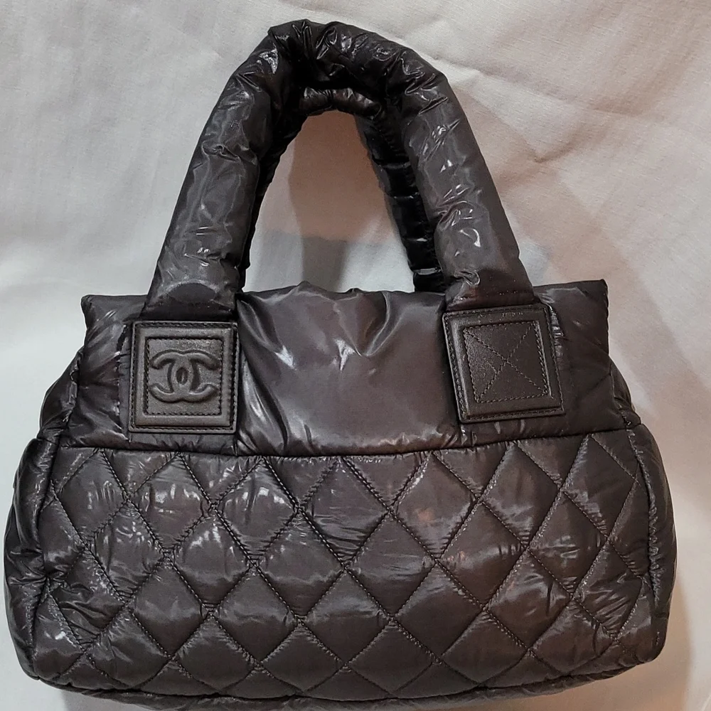 CHANEL Quilted Puffer Tote Bag in dark grey
